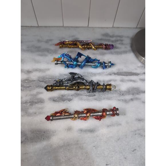 The Hamilton Collection Wands Of Wonder, Lot Of 4, Magical Dragon Wands, Flaw - Picture 6 of 10